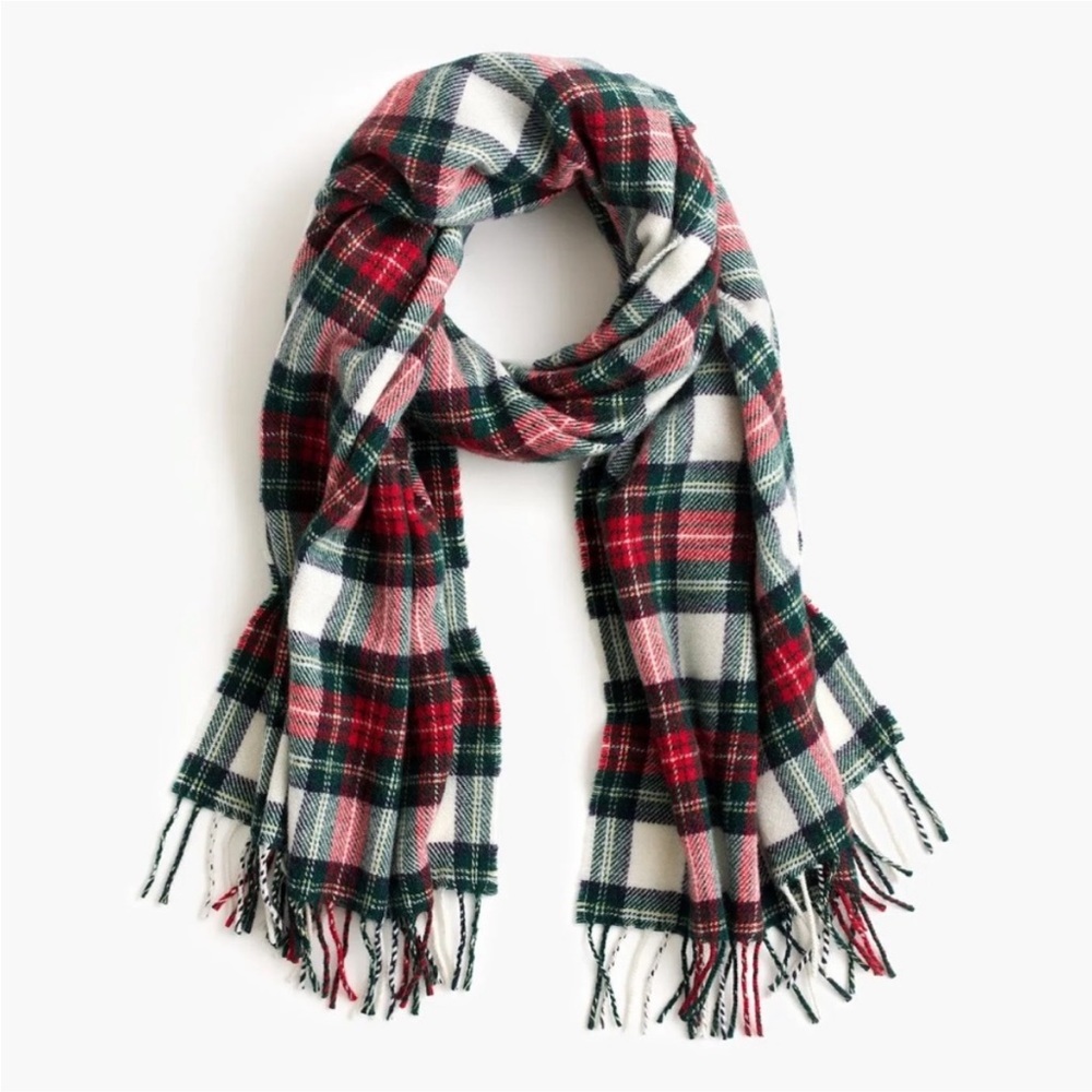 Jcrew tartan wool-blend scarf (made in Italy)